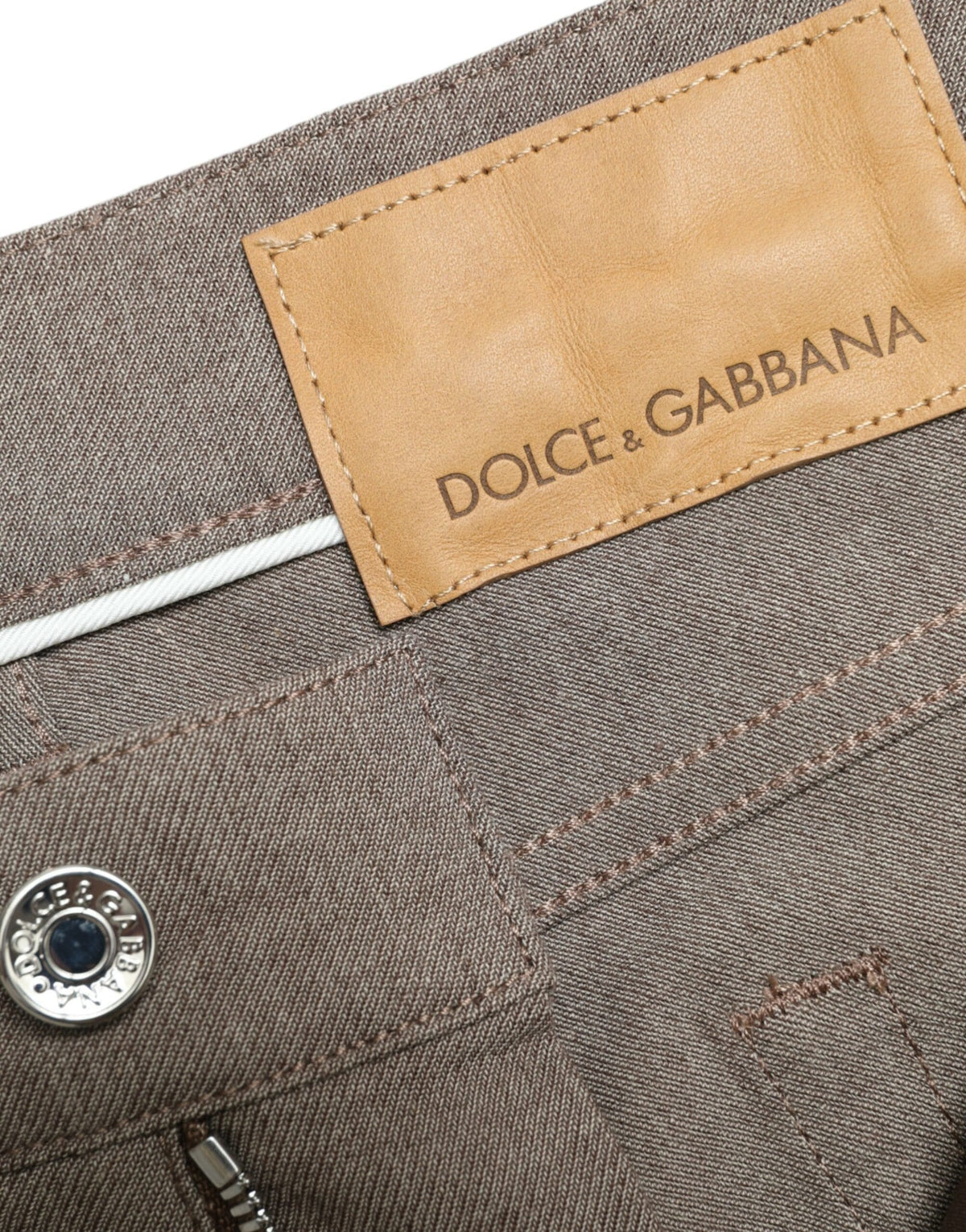 Pantalon skinny élégant en coton stretch marron Dolce &amp; Gabbana