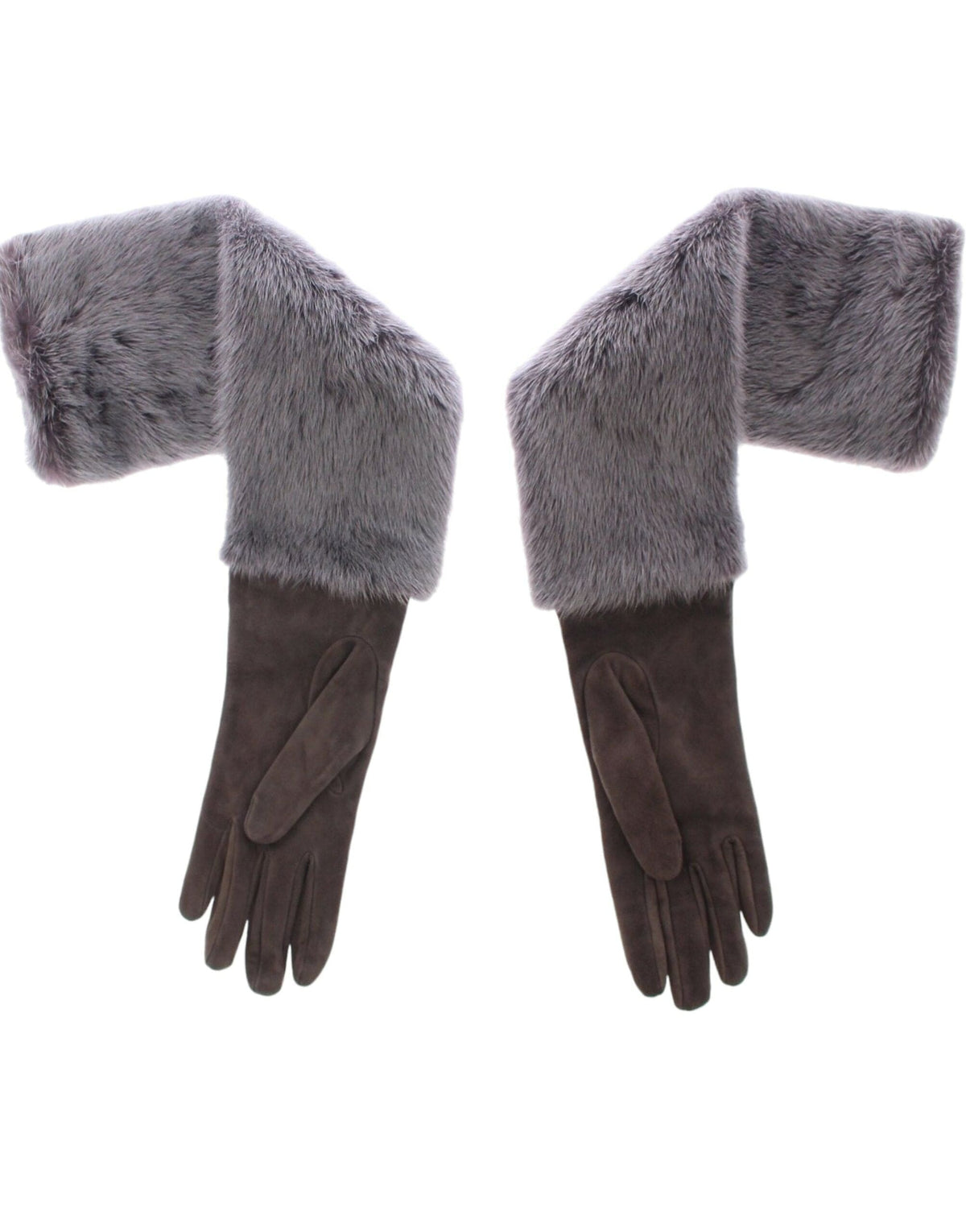 Gants élégants en cuir et fourrure de vison gris Dolce &amp; Gabbana