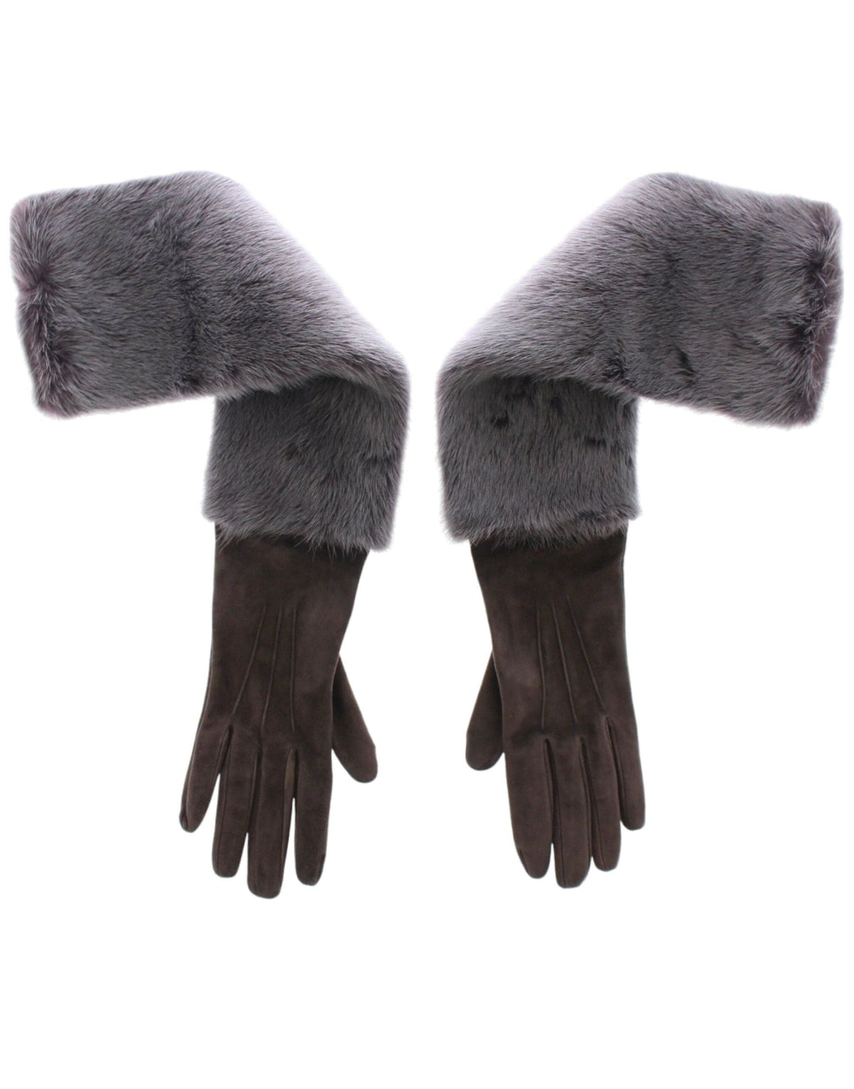 Gants élégants en cuir et fourrure de vison gris Dolce &amp; Gabbana