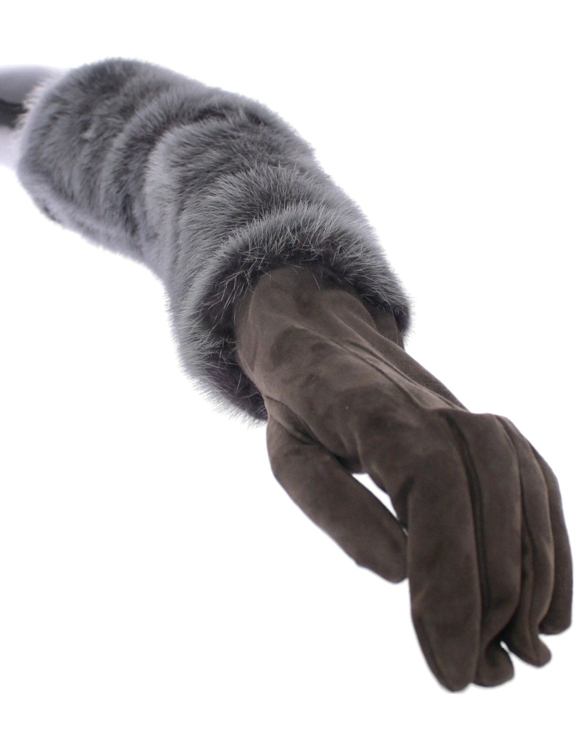 Gants élégants en cuir et fourrure de vison gris Dolce &amp; Gabbana