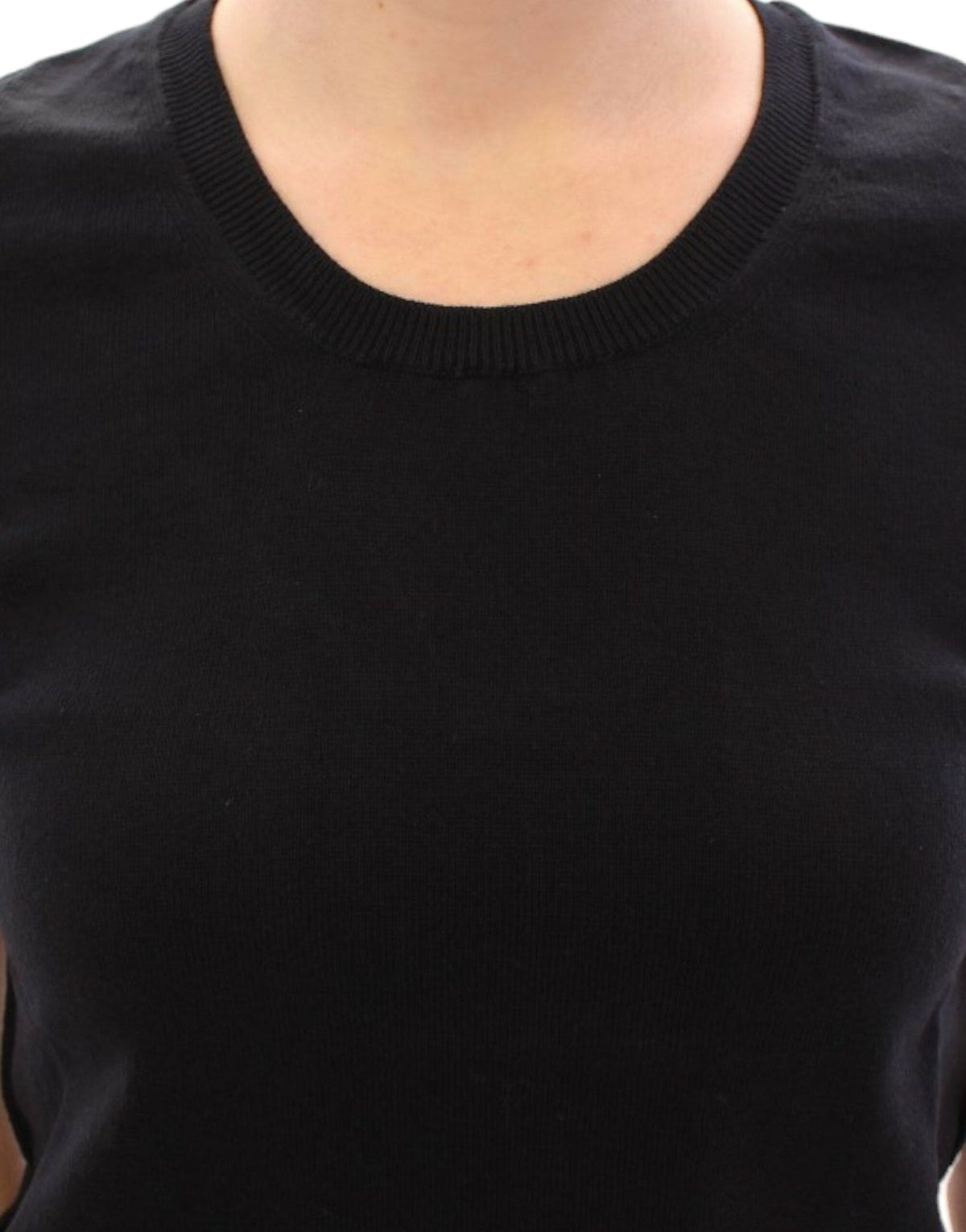 Camiseta elegante de algodón negra con cuello redondo de Dolce &amp; Gabbana