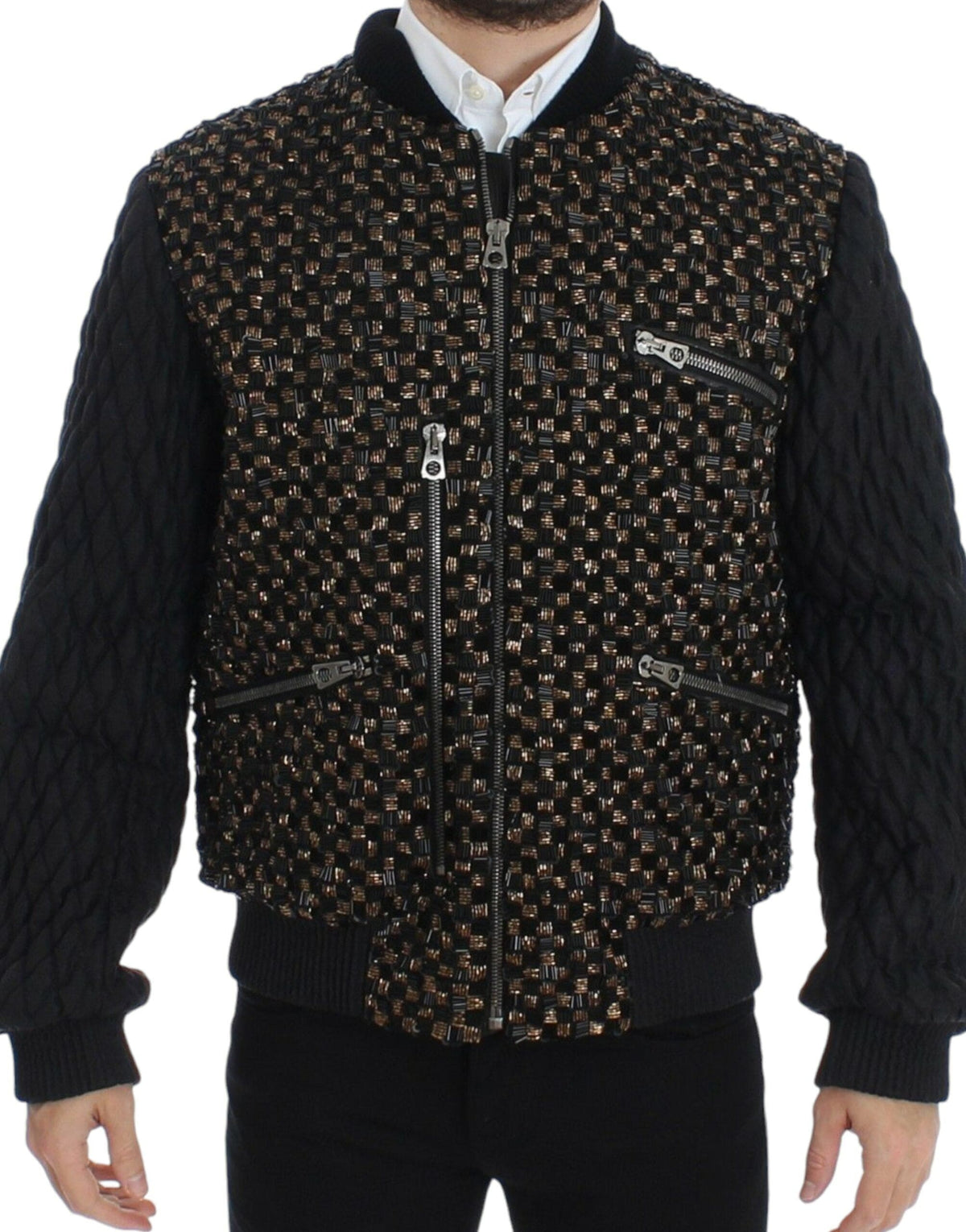 Veste de créateur élégante à paillettes noires Dolce &amp; Gabbana