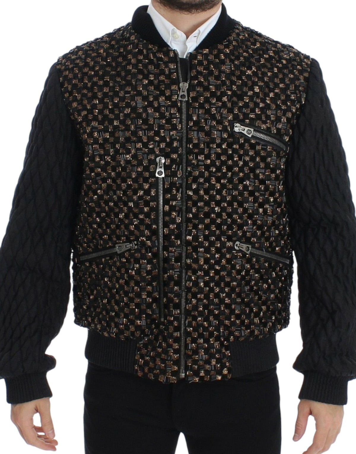 Chaqueta elegante de diseñador con lentejuelas negras de Dolce &amp; Gabbana