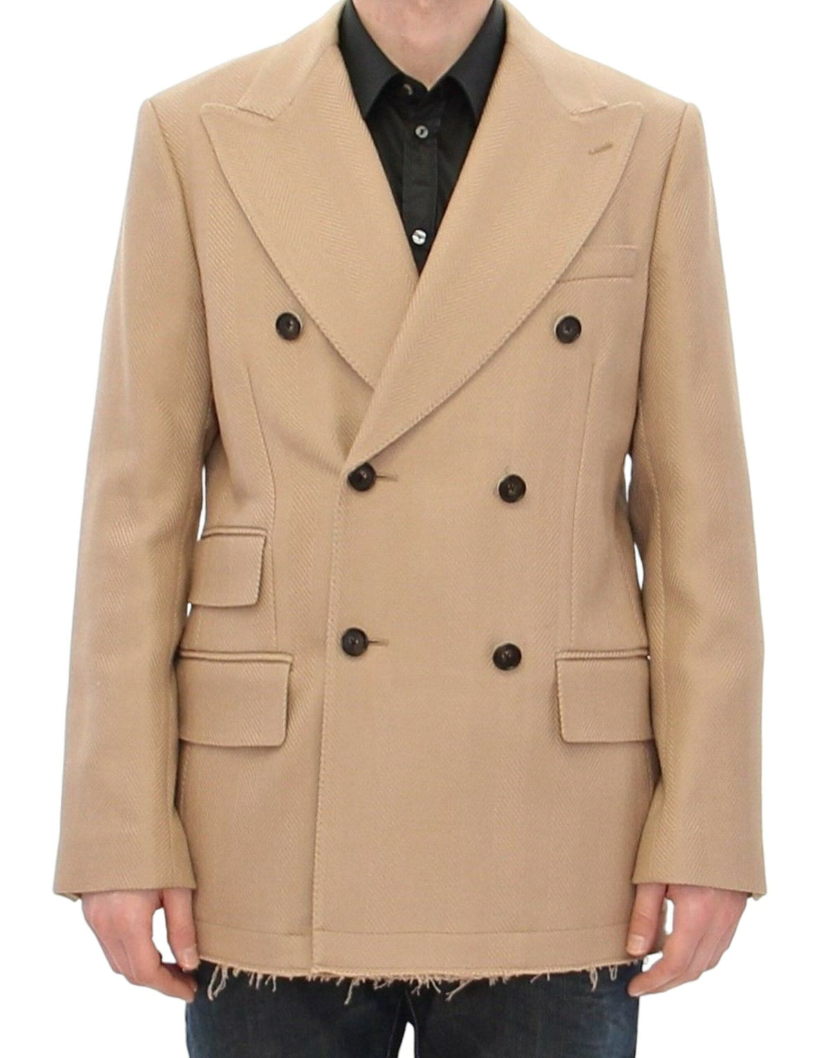 Manteau en laine beige élégant de Dolce &amp; Gabbana