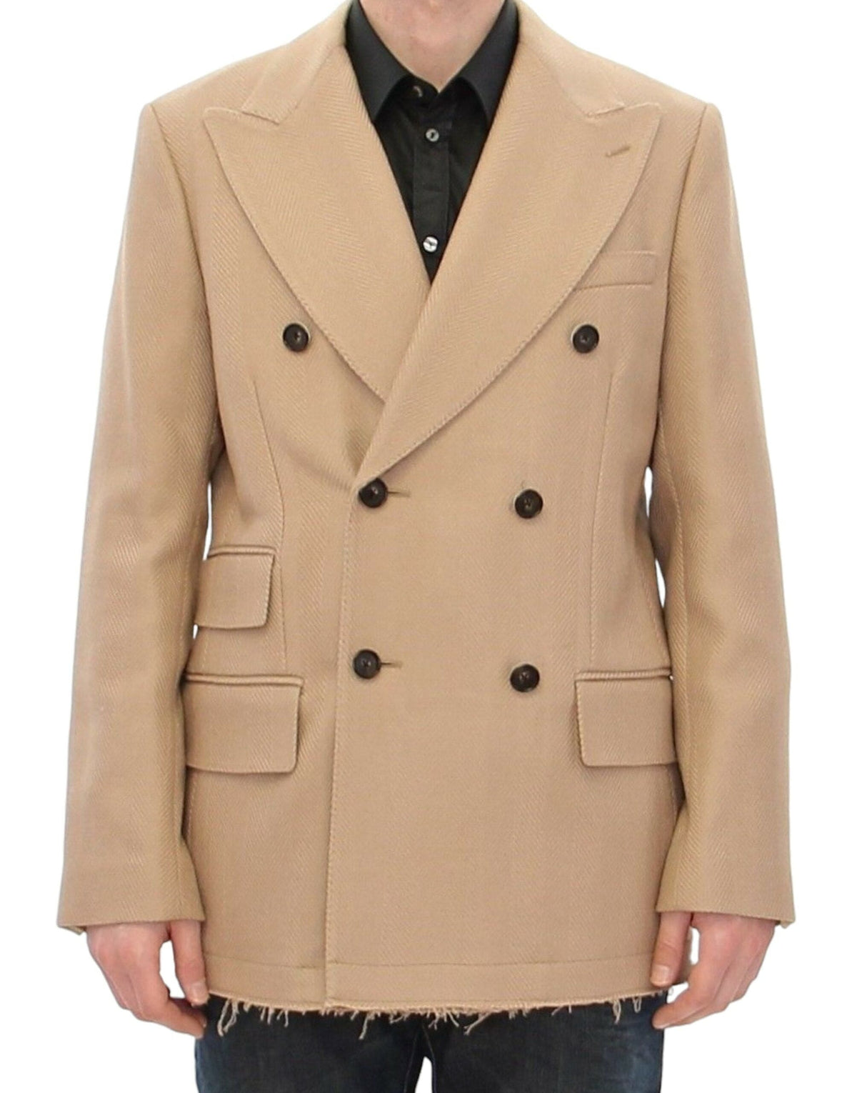 Manteau en laine beige élégant de Dolce &amp; Gabbana