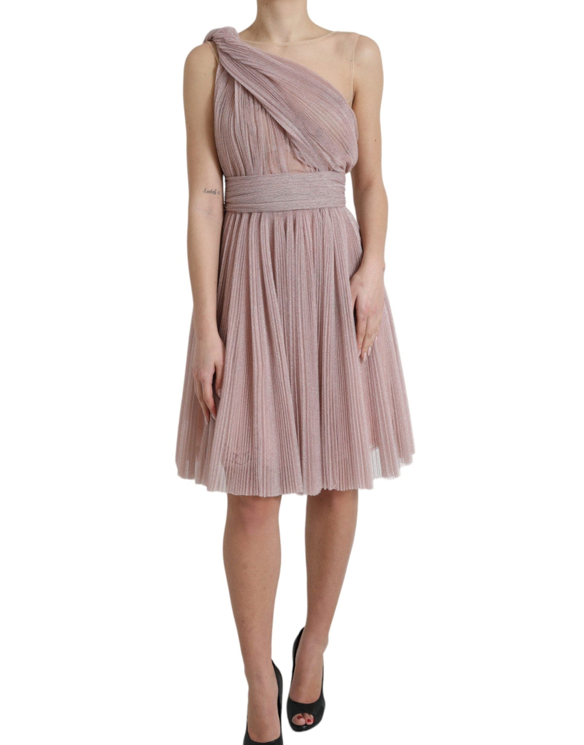 Robe élégante asymétrique en tulle rose Dolce &amp; Gabbana