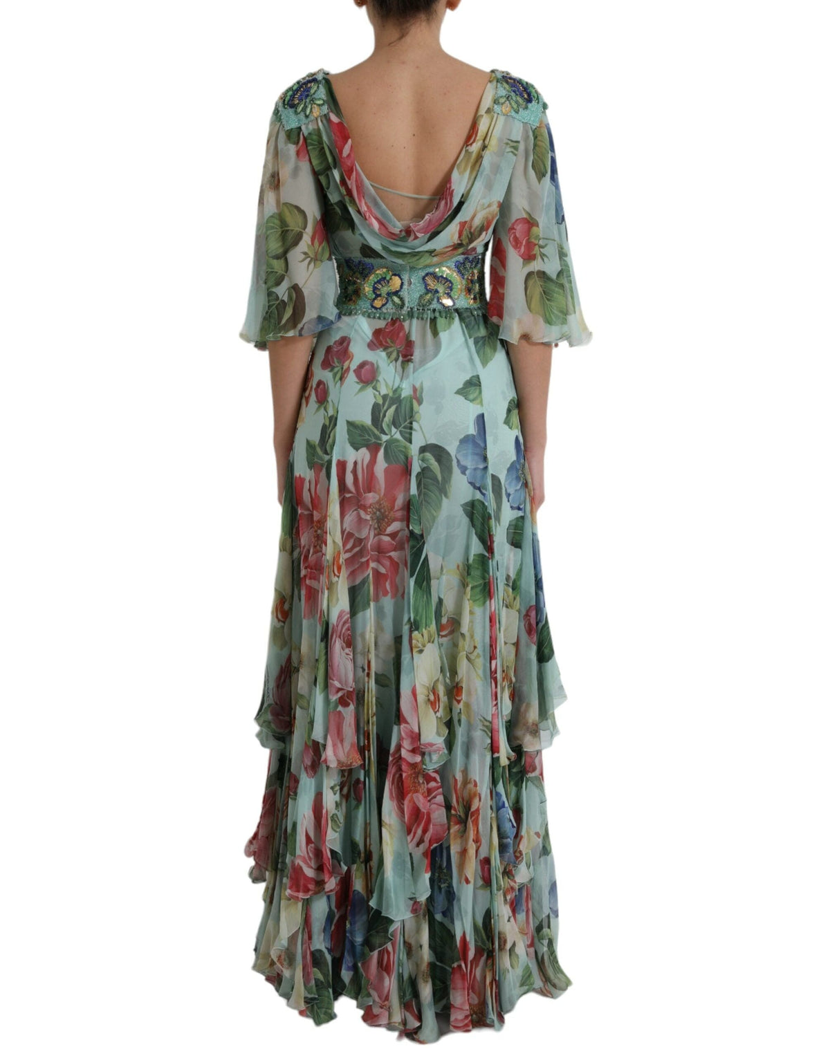 Robe longue élégante en soie fleurie Dolce &amp; Gabbana