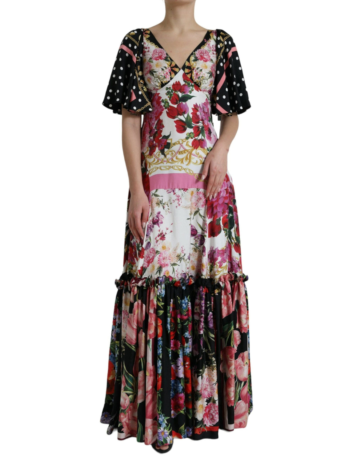 Robe longue élégante en soie fleurie Dolce &amp; Gabbana