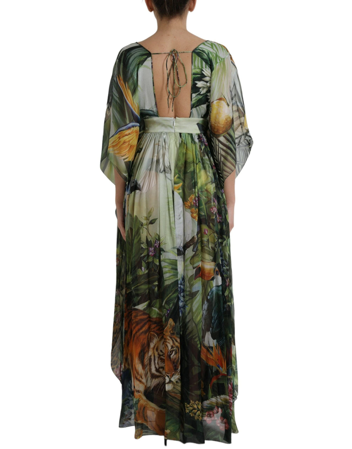 Robe longue en soie à imprimé jungle élégante Dolce &amp; Gabbana