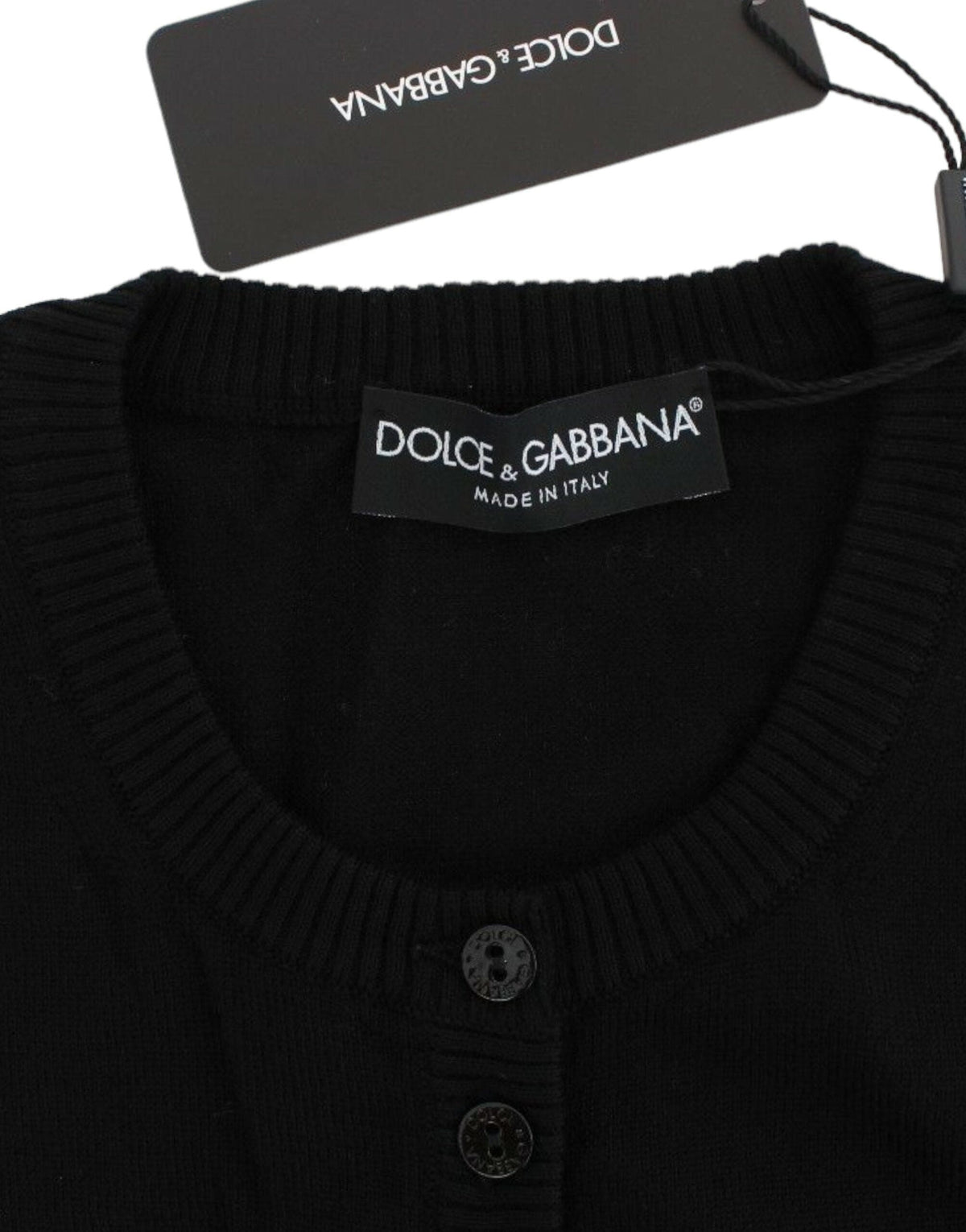 Pull cardigan en laine noire élégant Dolce &amp; Gabbana