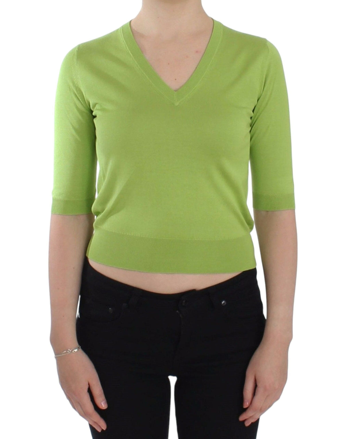 Pull col V en laine vert émeraude Dolce &amp; Gabbana