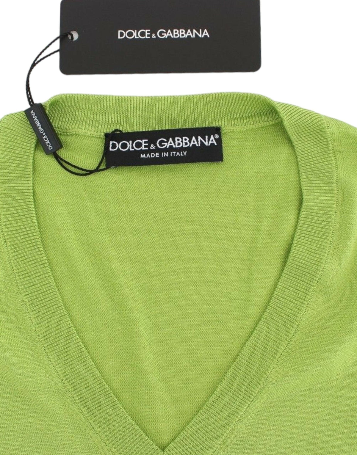 Jersey de cuello en V de lana verde esmeralda de Dolce &amp; Gabbana