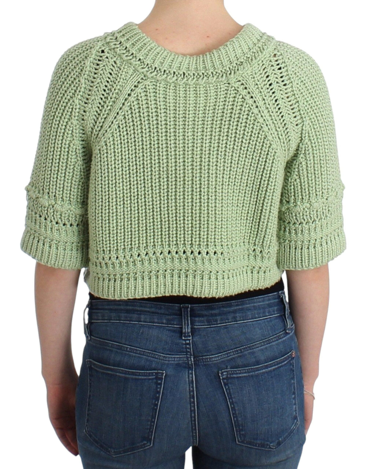 Ermanno Scervino Pull court en coton vert chic