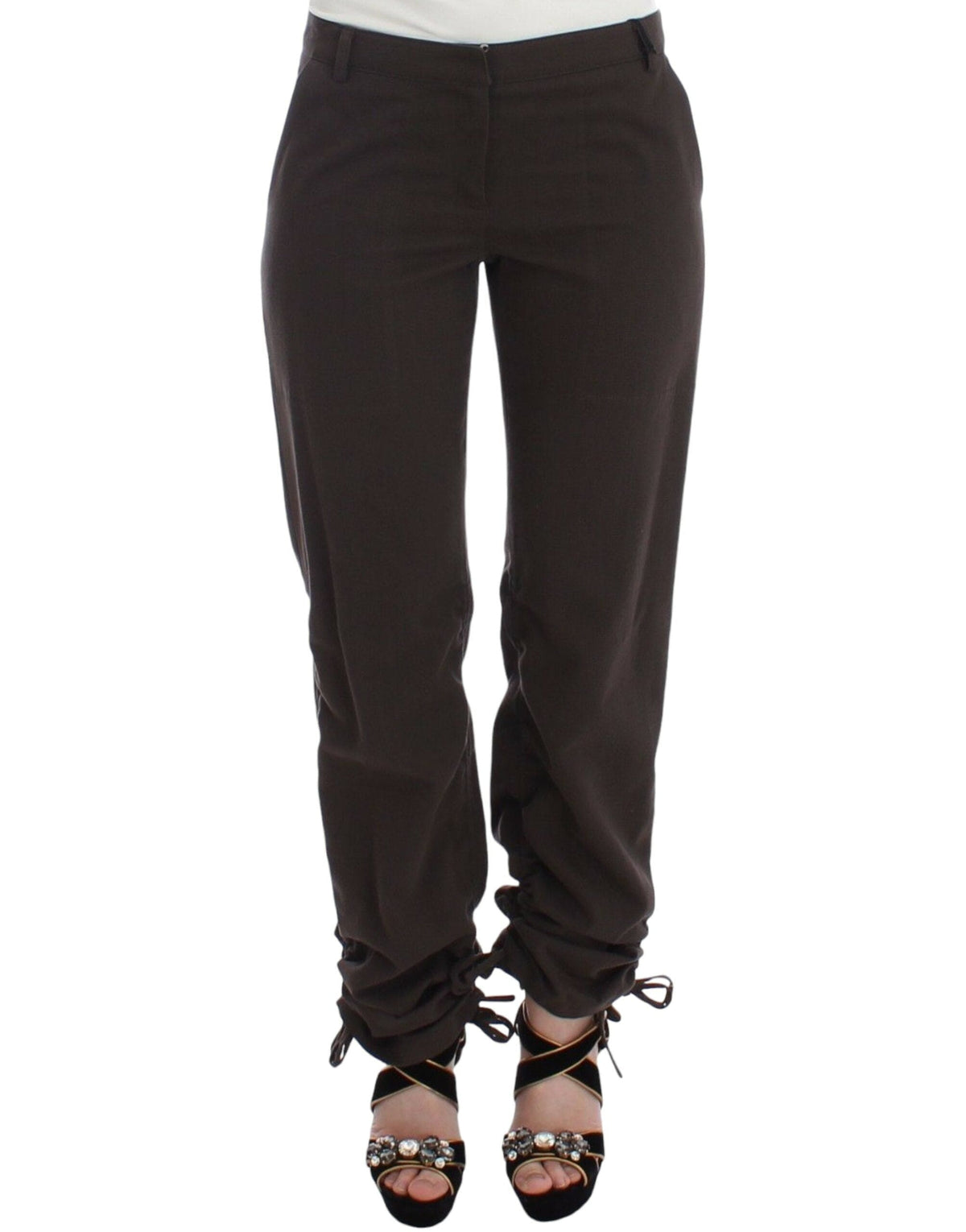 Ermanno Scervino Pantalon habillé chic en coton marron