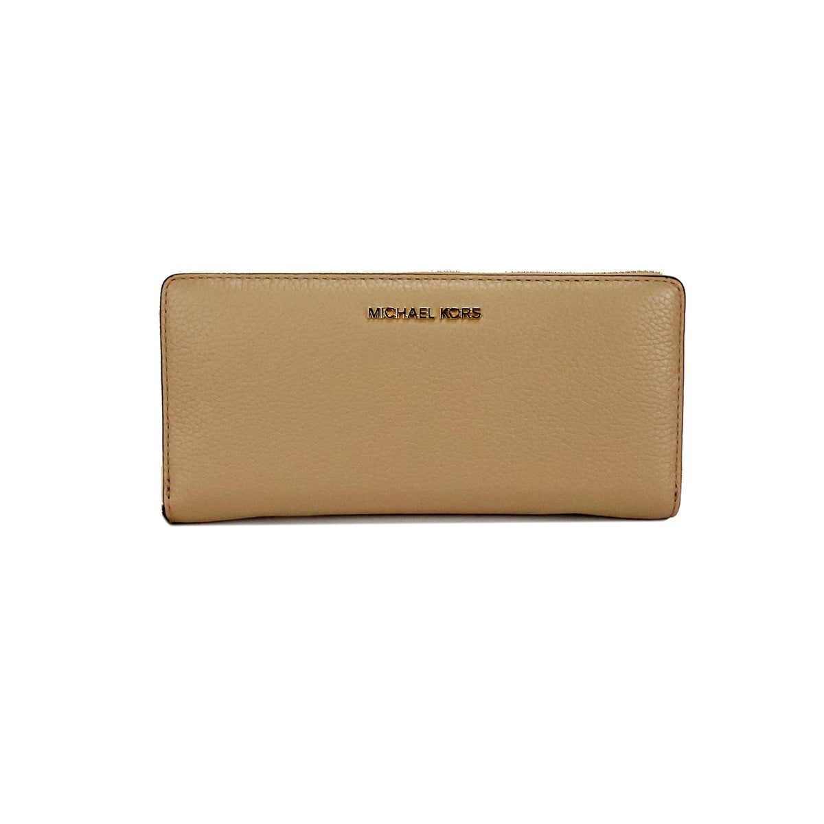 Portefeuille continental Jet Set Travel en cuir camel de grande taille Michael Kors