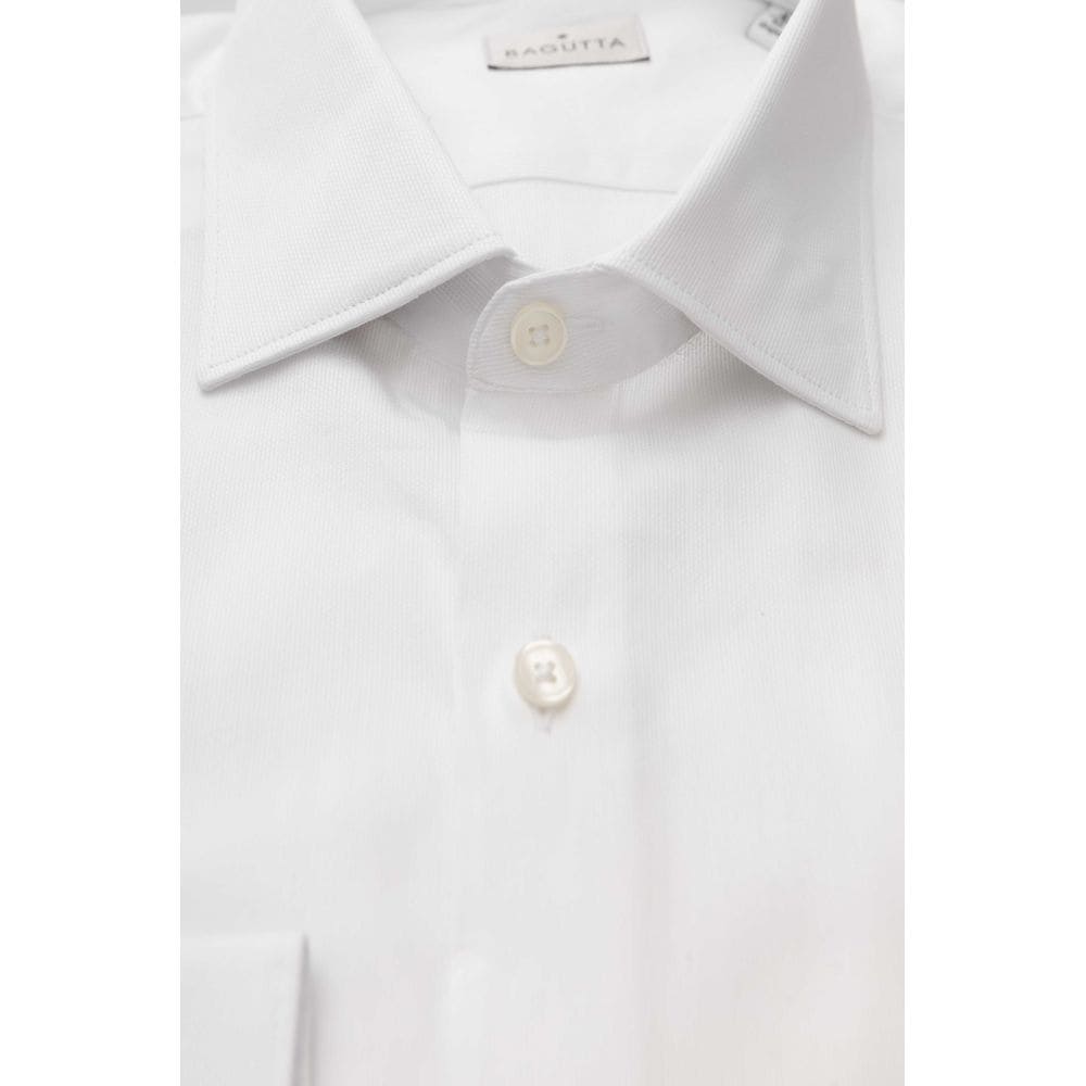 Camisa elegante de algodón blanco con cuello francés de Bagutta