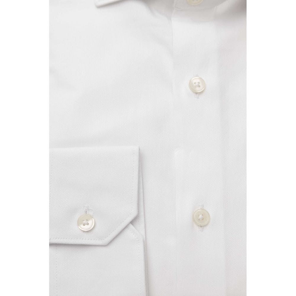 Camisa elegante de algodón blanco con cuello francés de Bagutta