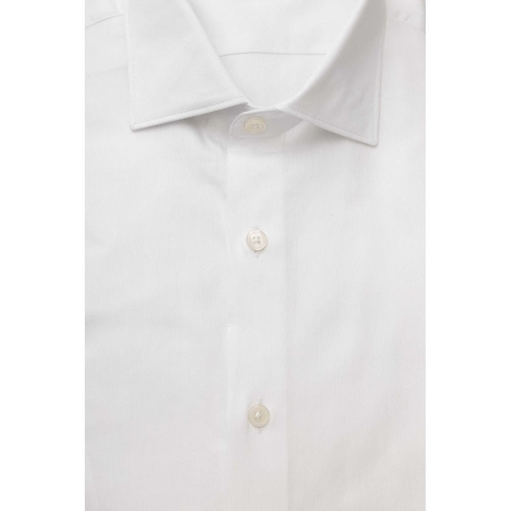 Camisa elegante de algodón blanco con cuello francés de Bagutta