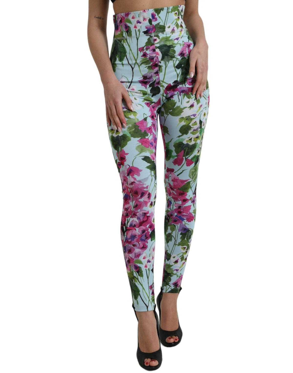 Pantalon legging taille haute à imprimé floral élégant Dolce &amp; Gabbana