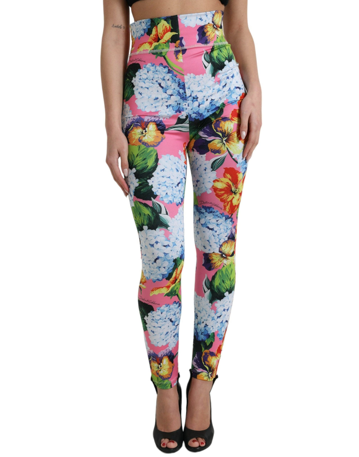 Legging taille haute à imprimé floral exquis Dolce &amp; Gabbana