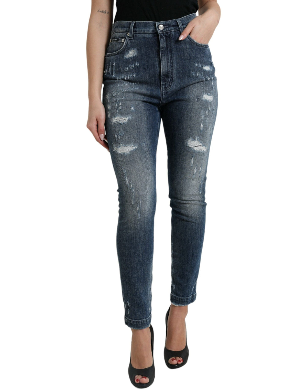 Jean taille haute en denim stretch élégant Dolce &amp; Gabbana