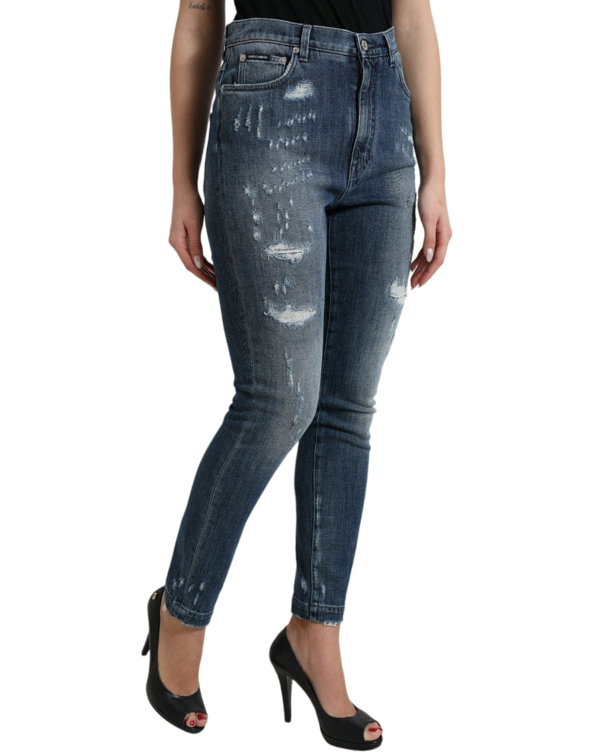 Jean taille haute en denim stretch élégant Dolce &amp; Gabbana