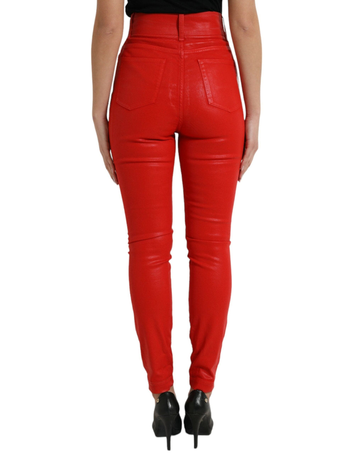 Jean stretch taille haute élégant Dolce &amp; Gabbana en rouge