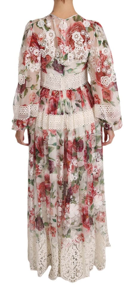 Robe longue fleurie élégante avec doublure en soie Dolce &amp; Gabbana