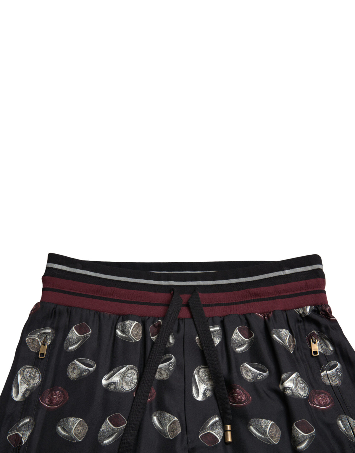 Pantalones deportivos elegantes de seda con estampado de anillos de Dolce &amp; Gabbana