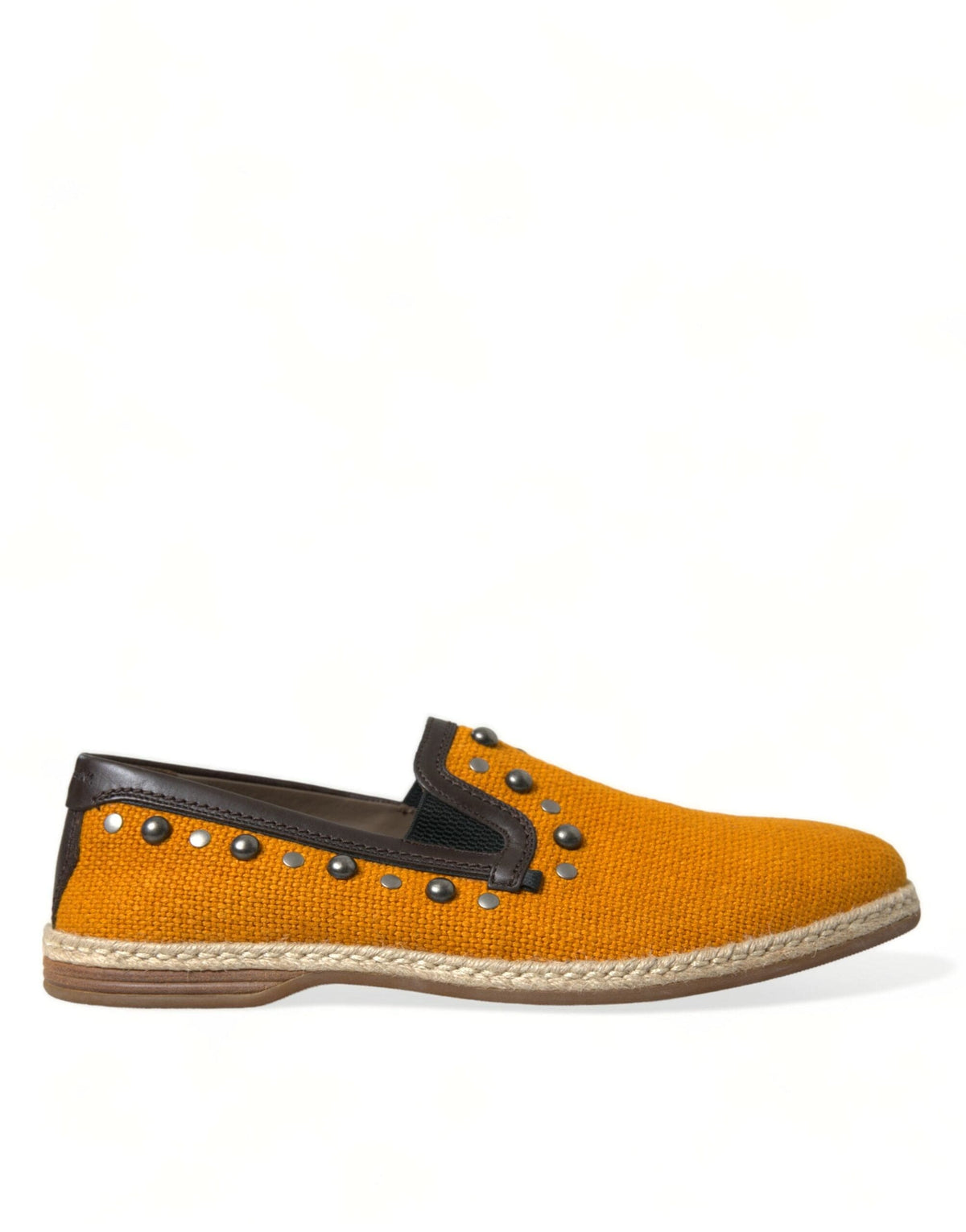 Mocassins en toile orange avec clous, exclusivité Dolce &amp; Gabbana