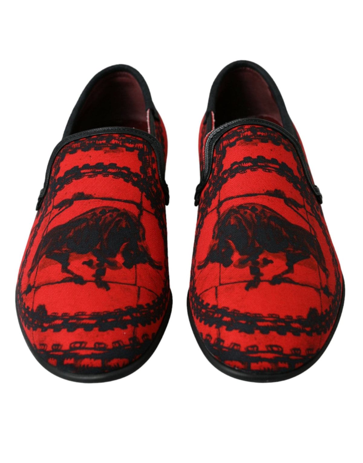 Mocassins de luxe rouges et noirs inspirés du modèle Torero de Dolce &amp; Gabbana