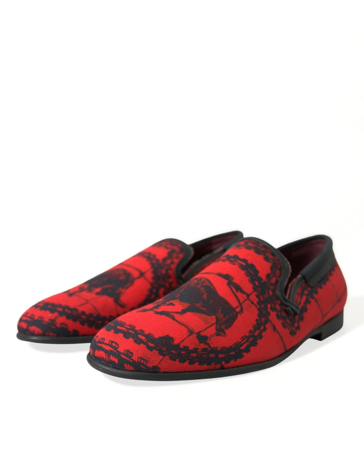 Mocassins de luxe rouges et noirs inspirés du modèle Torero de Dolce &amp; Gabbana