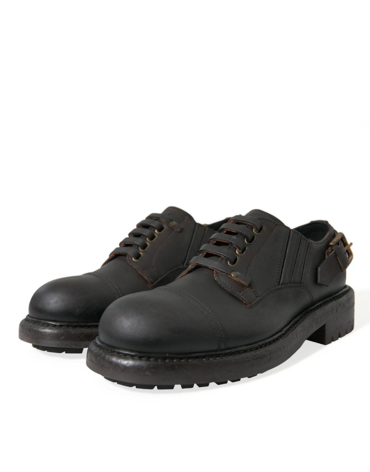 Dolce & Gabbana Elegant Mens Leather Derby Dress Shoes