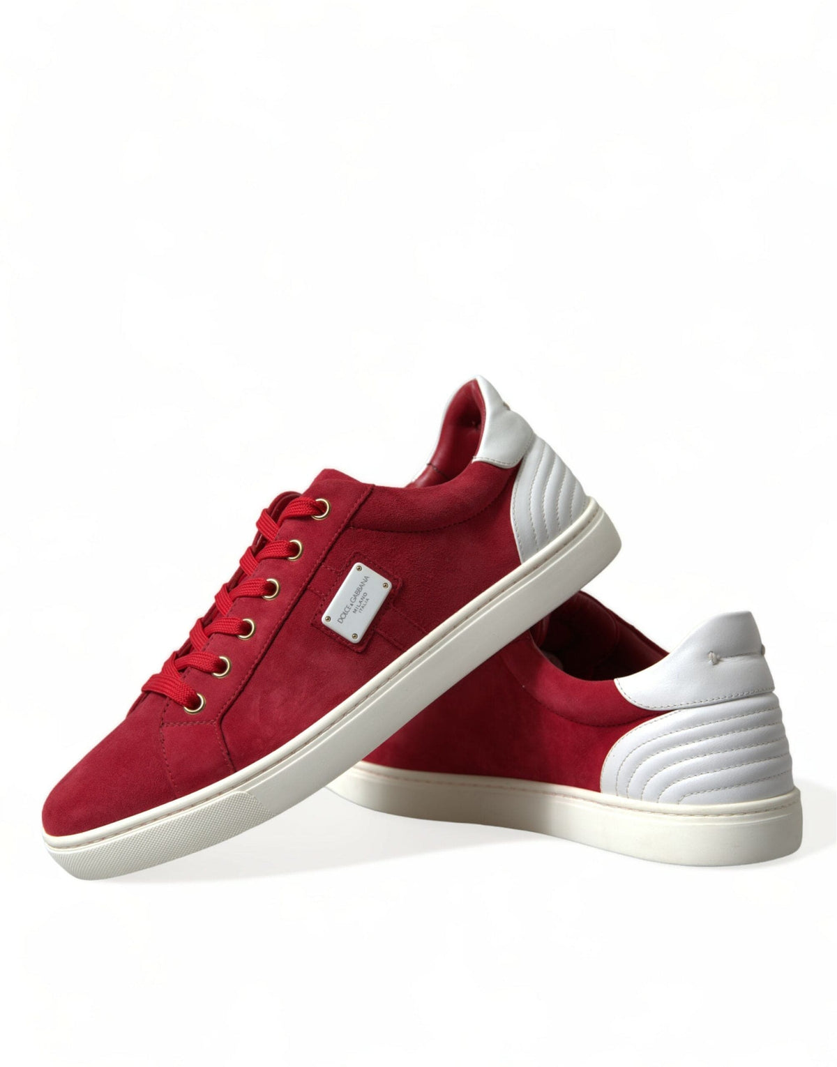 Dolce & Gabbana Elegant Red & White Low Top Sneakers