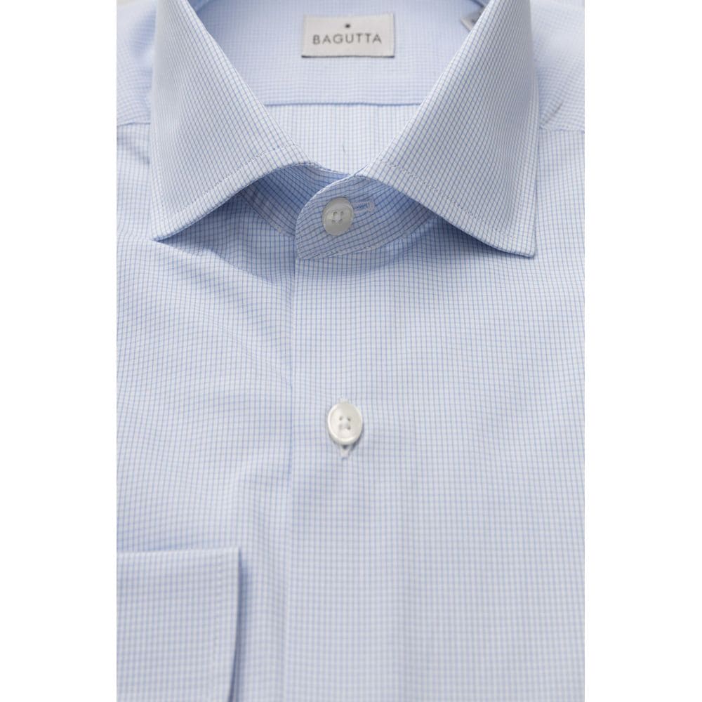 Camisa elegante de algodón azul claro con cuello francés de Bagutta