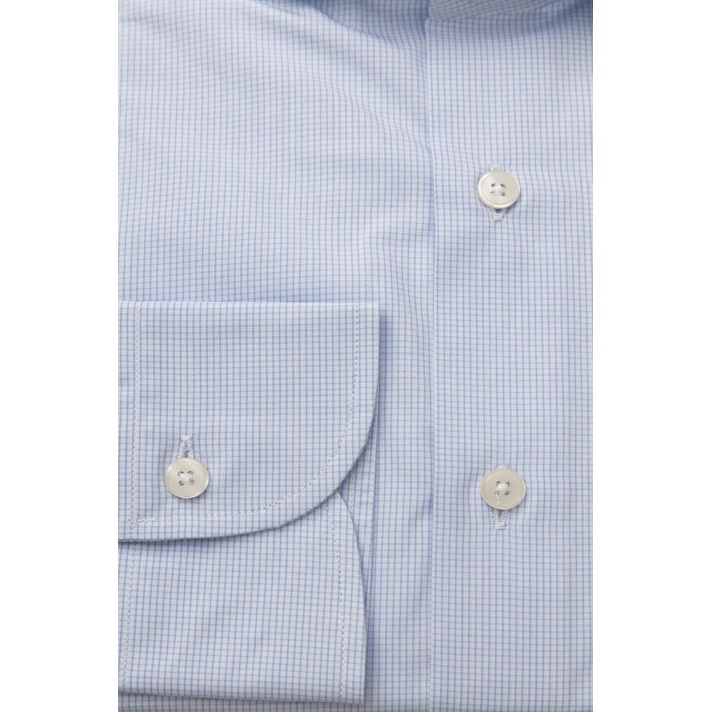 Camisa elegante de algodón azul claro con cuello francés de Bagutta