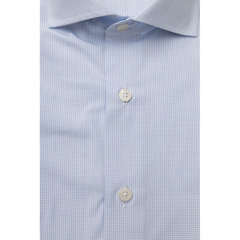 Camisa elegante de algodón azul claro con cuello francés de Bagutta