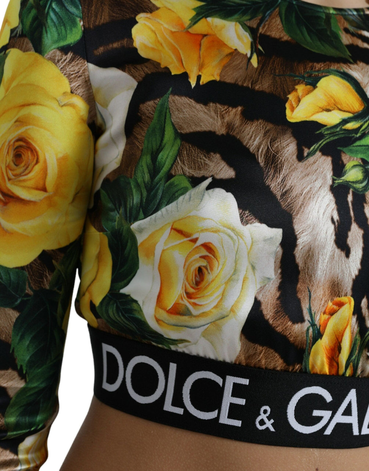 Blusa elegante corta con estampado floral de Dolce &amp; Gabbana