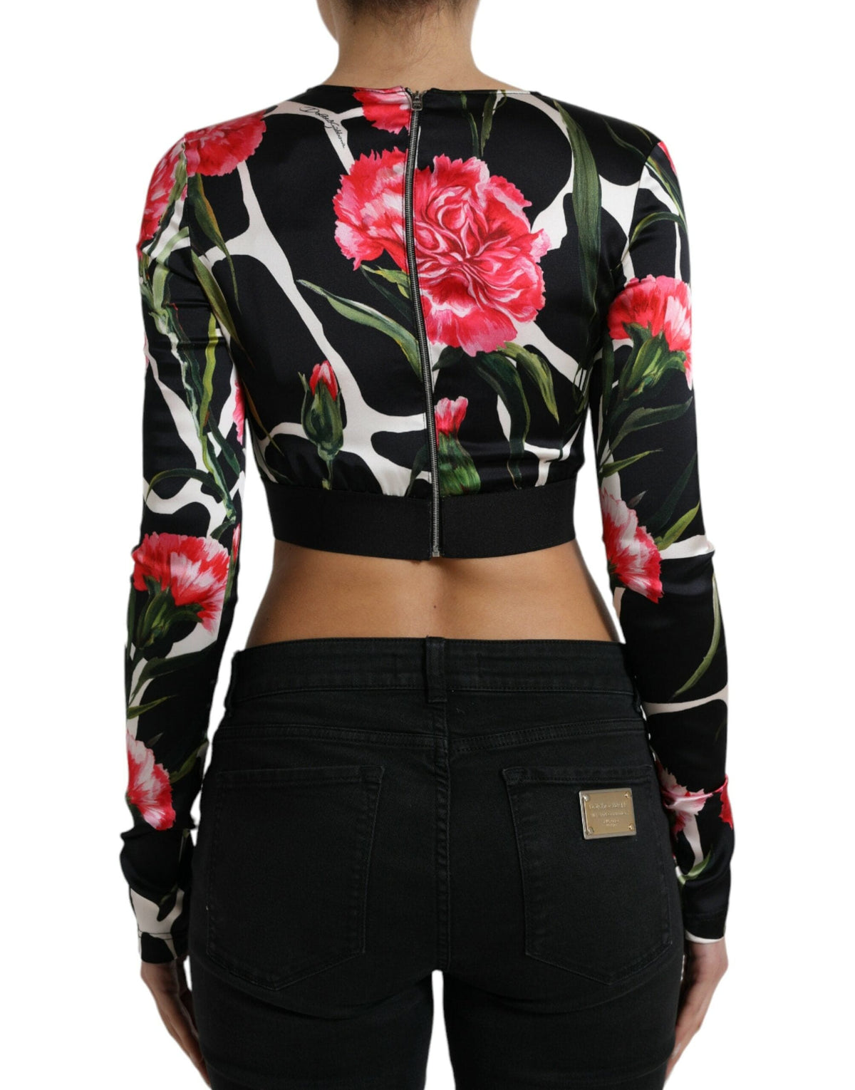 Blusa elegante corta con estampado floral de Dolce &amp; Gabbana