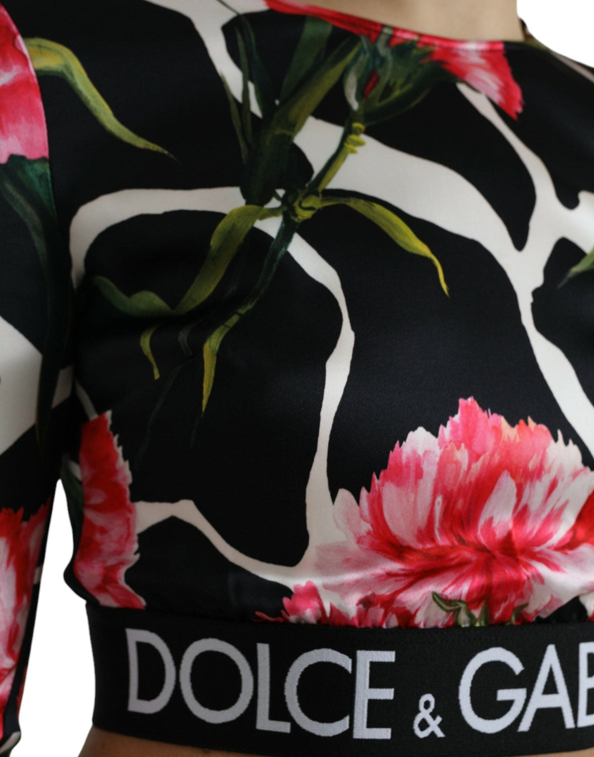 Blusa elegante corta con estampado floral de Dolce &amp; Gabbana