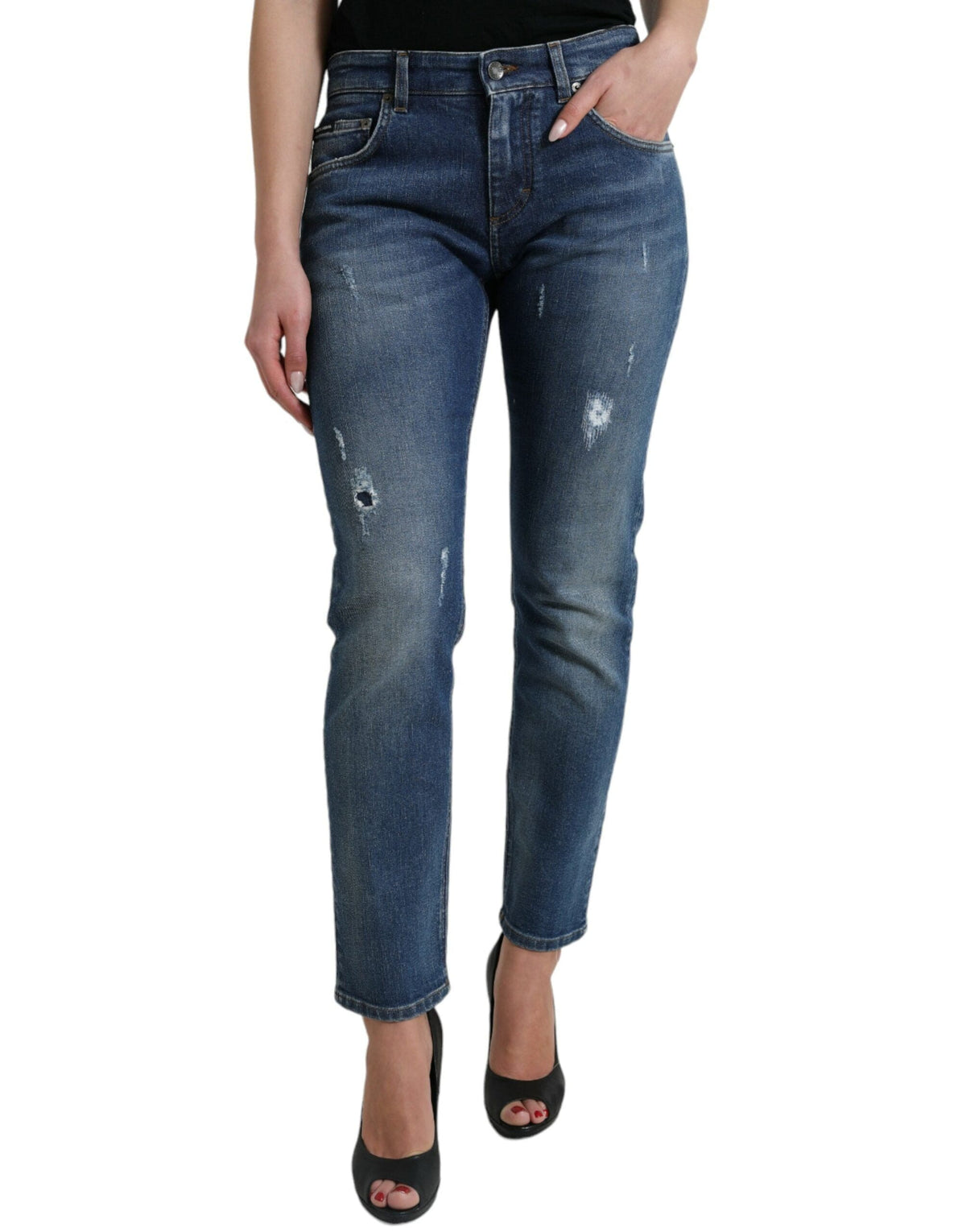 Jean stretch taille mi-haute Chic Boyfriend de Dolce &amp; Gabbana