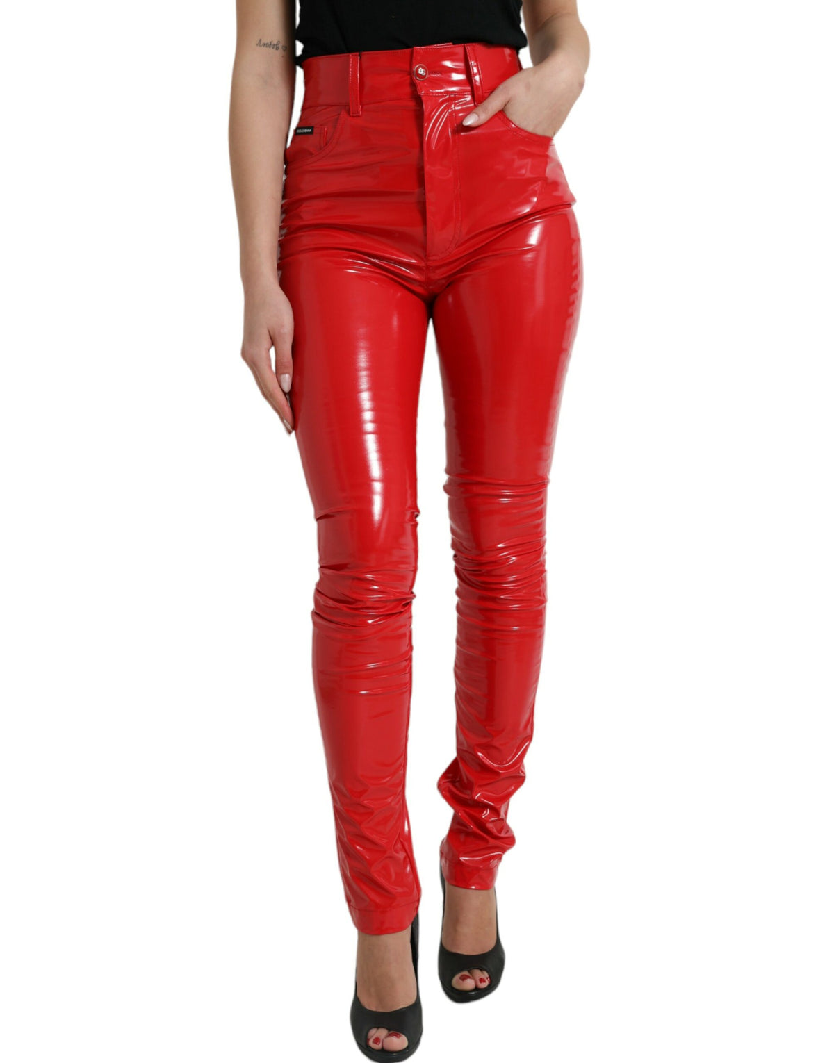 Pantalon skinny taille haute Dolce &amp; Gabbana rouge - Élégant et chic