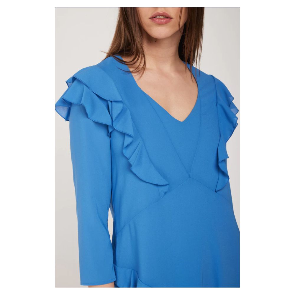 Vestido mini elegante con volantes en azul claro de Patrizia Pepe