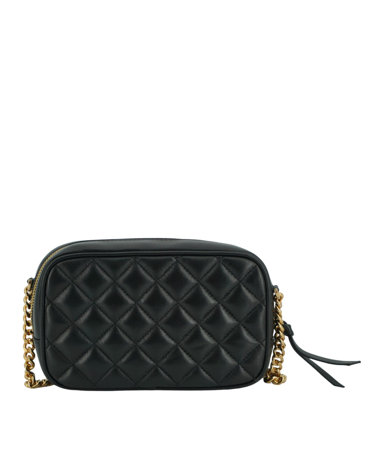 Bolso bandolera pequeño elegante de piel negra de Versace