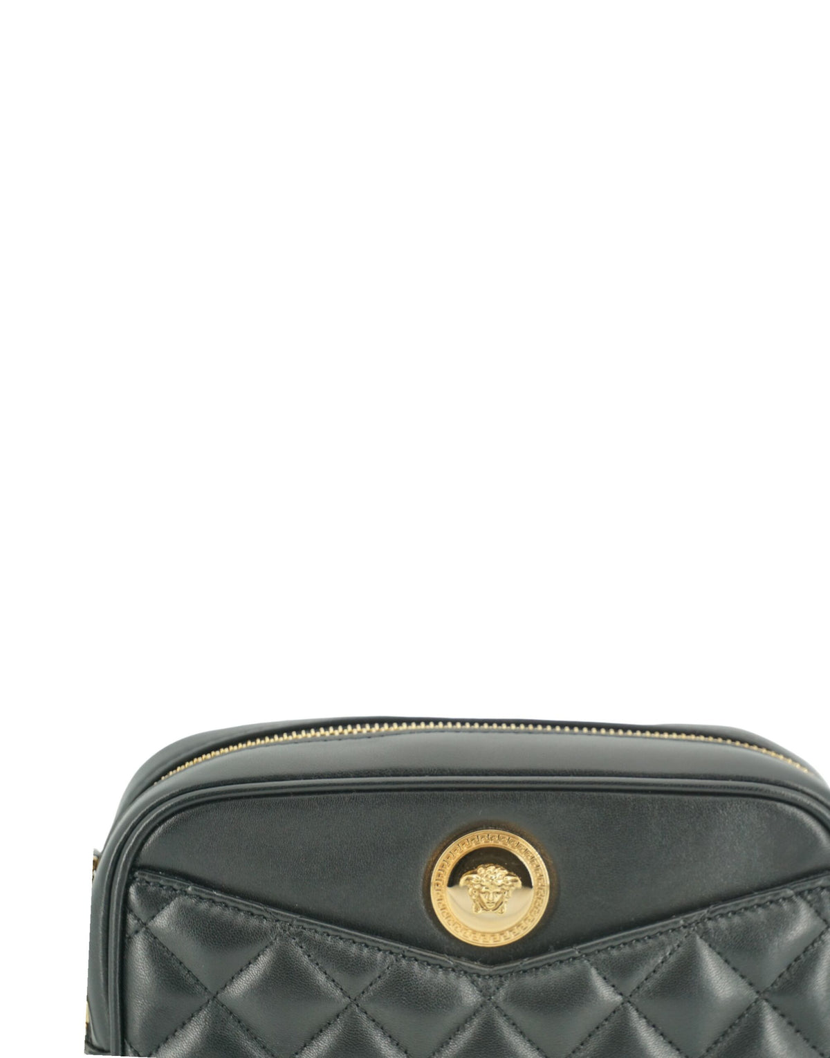 Bolso bandolera pequeño elegante de piel negra de Versace