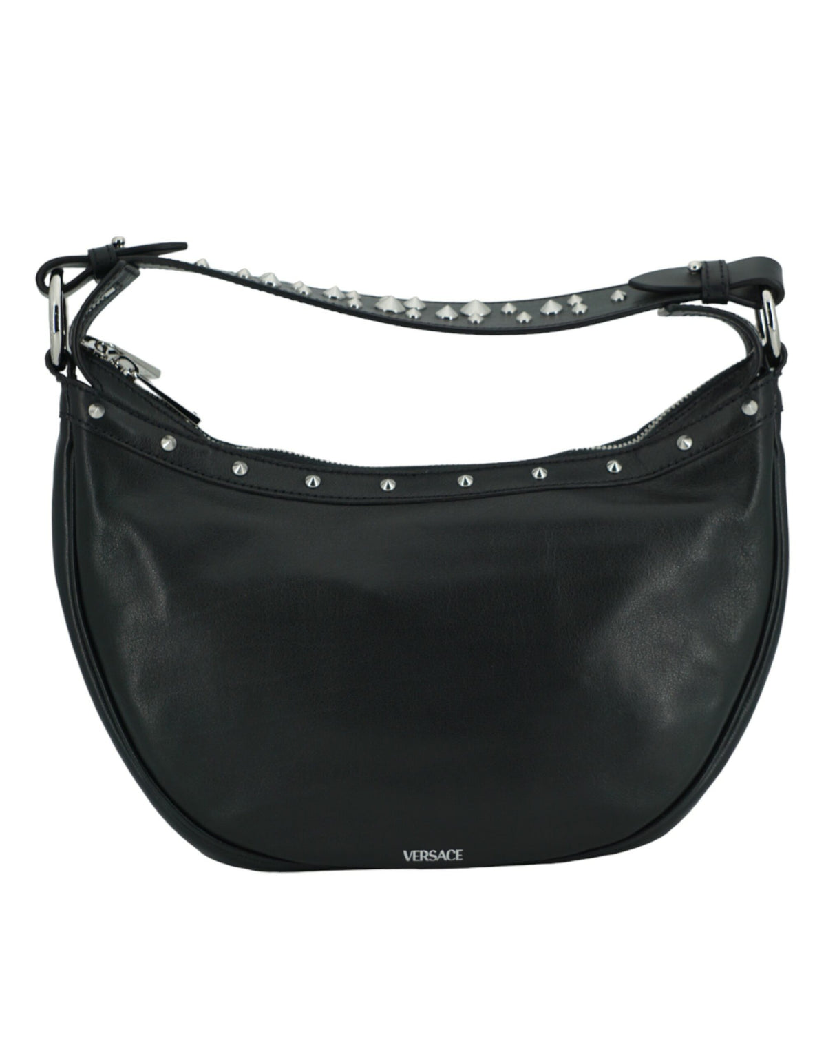 Sac à bandoulière Hobo en cuir noir élégant de Versace