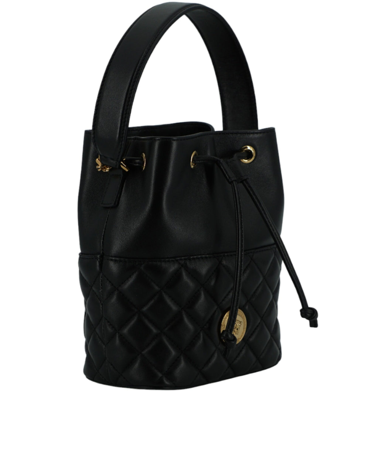 Sac seau élégant en cuir noir Versace