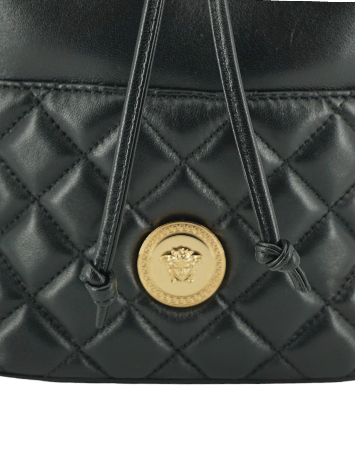 Sac seau élégant en cuir noir Versace