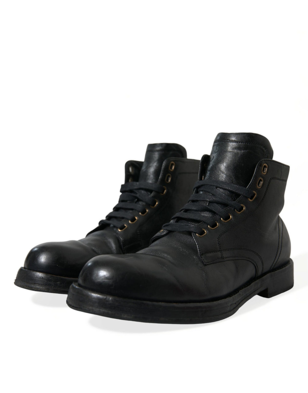 Bottines élégantes en cuir de cheval noir Dolce &amp; Gabbana