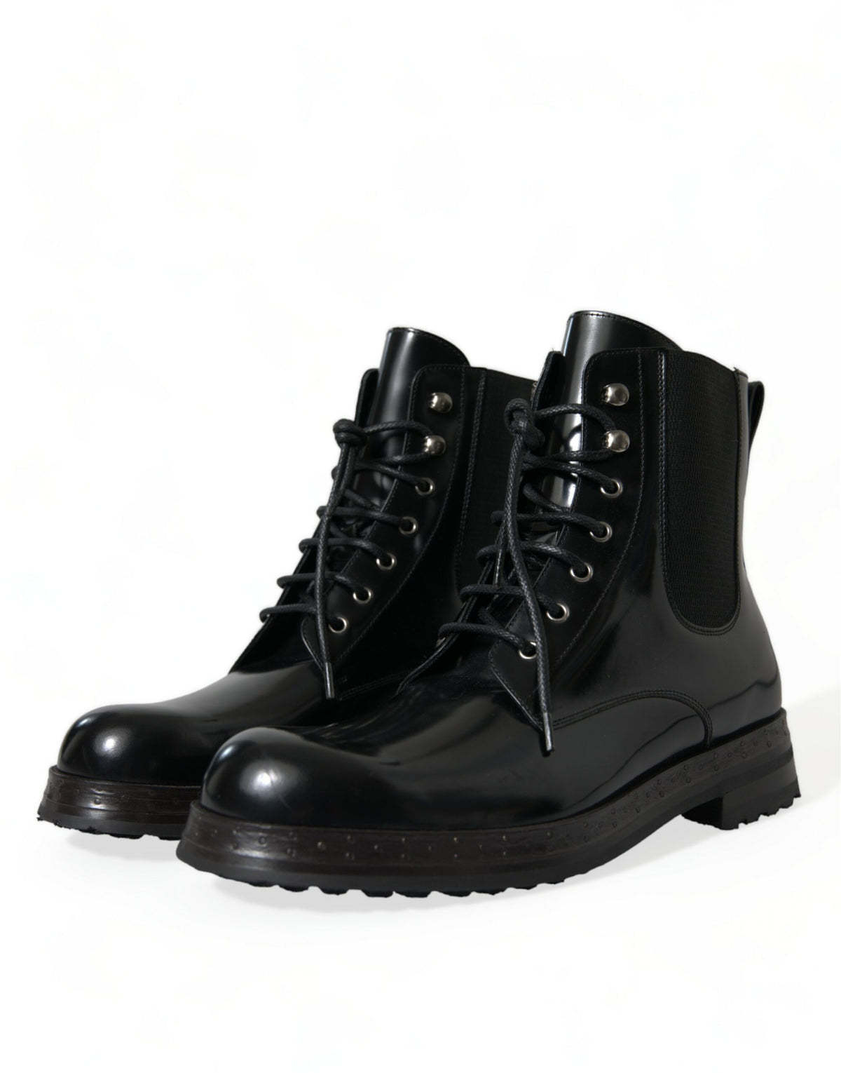 Bottes mi-mollet élégantes en cuir noir Dolce &amp; Gabbana pour hommes